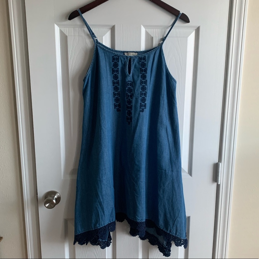 Chambray Embroidered Summer Dress